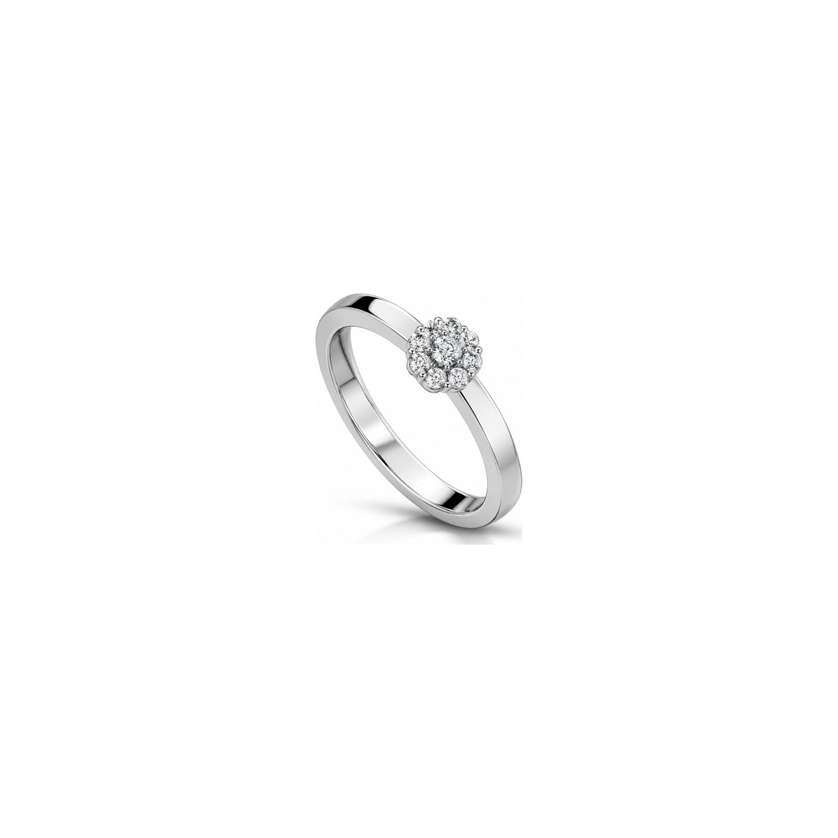 Anello Rosetta a Fascia con Diamanti Naturali in Oro 18kt