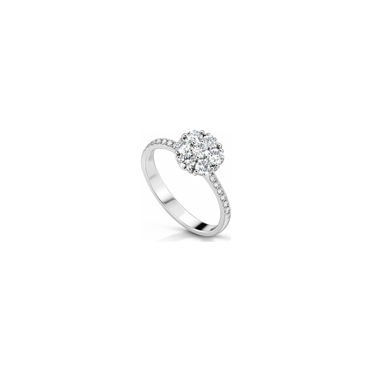 Anello Rosetta Illusion Pavé con Diamanti Naturali in Oro 18kt