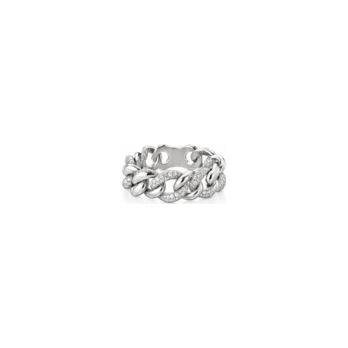 AuriA 18kt White Gold 5-Link Chain Ring with Natural Diamonds
