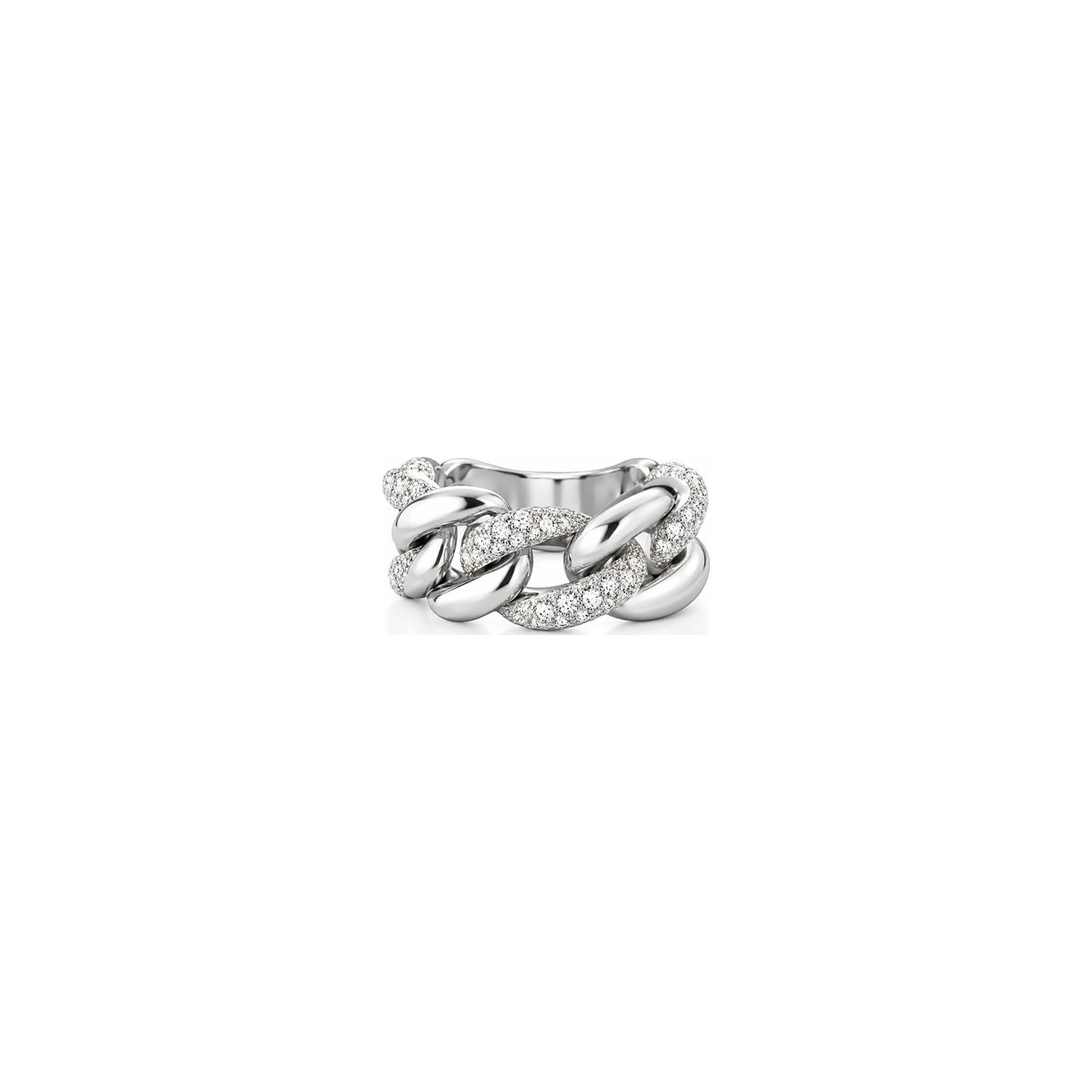 AuriA 18kt White Gold 8-Link Chain Ring with Natural Diamonds