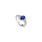 Anello Kate con Diamanti Naturali e Zaffiro in Oro Bianco 18kt