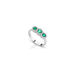 Anello Halo Ovale con Diamanti Naturali e Smeraldo in Oro Bianco 18kt
