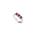 Anello Halo con Diamanti Naturali e Rubino in Oro Bianco 18kt