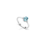 Anello Ovale con Diamanti Naturali e Acquamarina in Oro Bianco 18kt