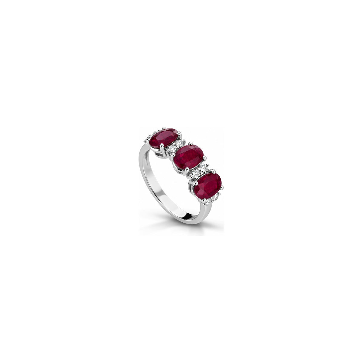 Anello con Diamanti Naturali e Rubino in Oro Bianco 18kt