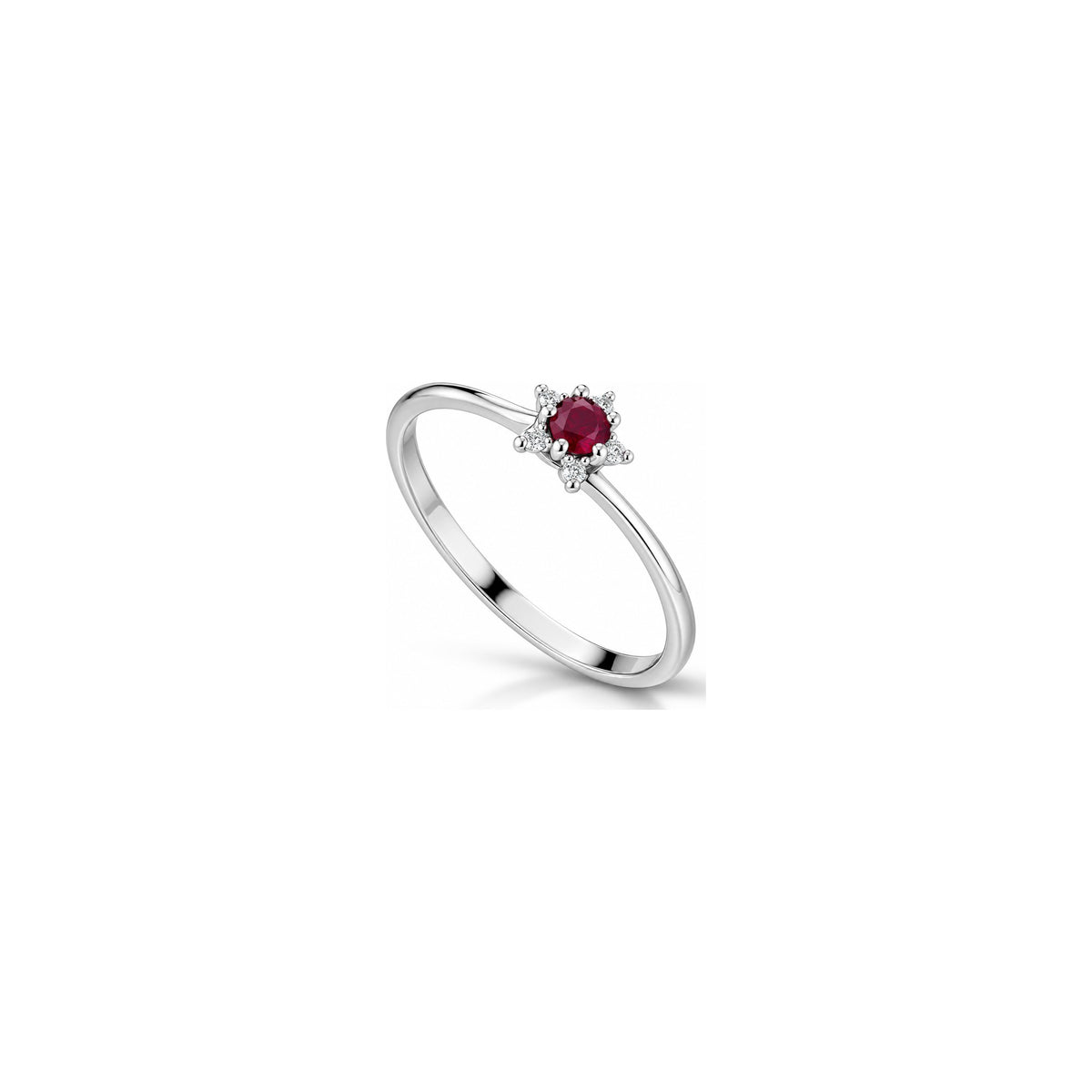 Anello Viper con Diamanti Naturali e Rubino in Oro Bianco 18kt