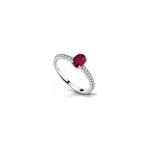 Anello Fascia con Diamanti Naturali e Rubino in Oro Bianco 18kt