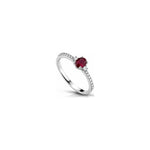 Anello Fascia con Diamanti Naturali e Rubino in Oro Bianco 18kt