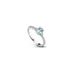 Anello Fascia con Diamanti Naturali e Acquamarina in Oro Bianco 18kt
