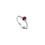 Anello Fascia con Diamanti Naturali e Rubino in Oro Bianco 18kt