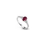 Anello Fascia con Diamanti Naturali e Rubino in Oro Bianco 18kt