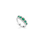 Anello Halo Ovale con Diamanti Naturali e Smeraldo in Oro Bianco 18kt