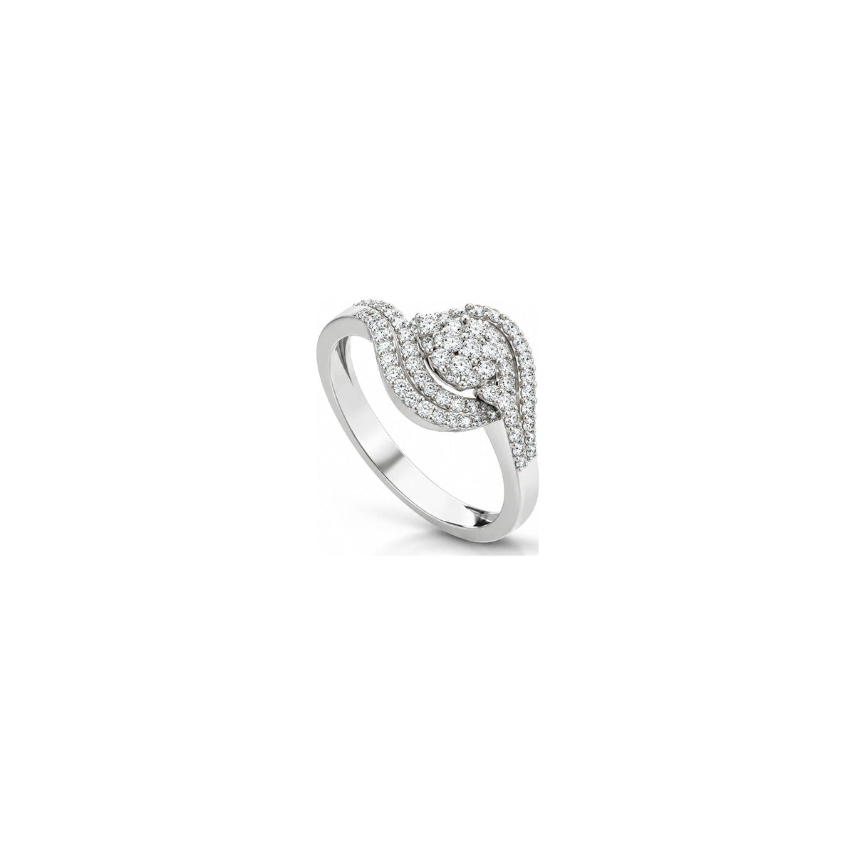 Anello Diagonale con Diamanti Naturali in Oro Bianco 18kt