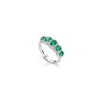 Anello Halo Ovale con Diamanti Naturali e Smeraldo in Oro Bianco 18kt