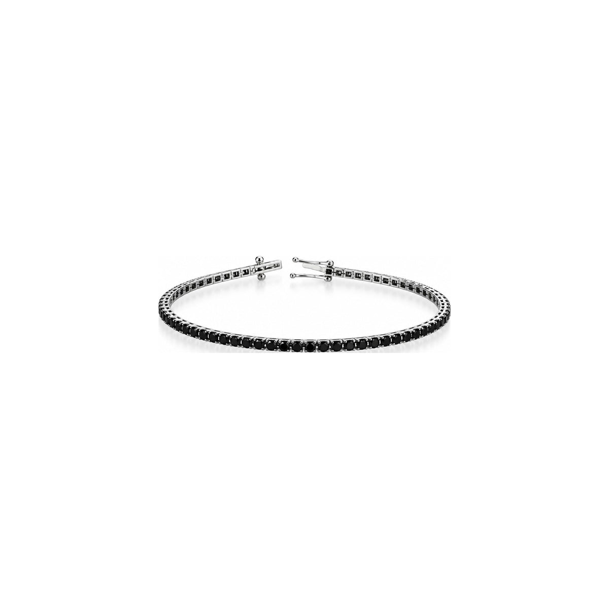 Bracciale Tennis Piramide Light con Diamanti Neri Oro Bianco 18kt 17cm AuriA