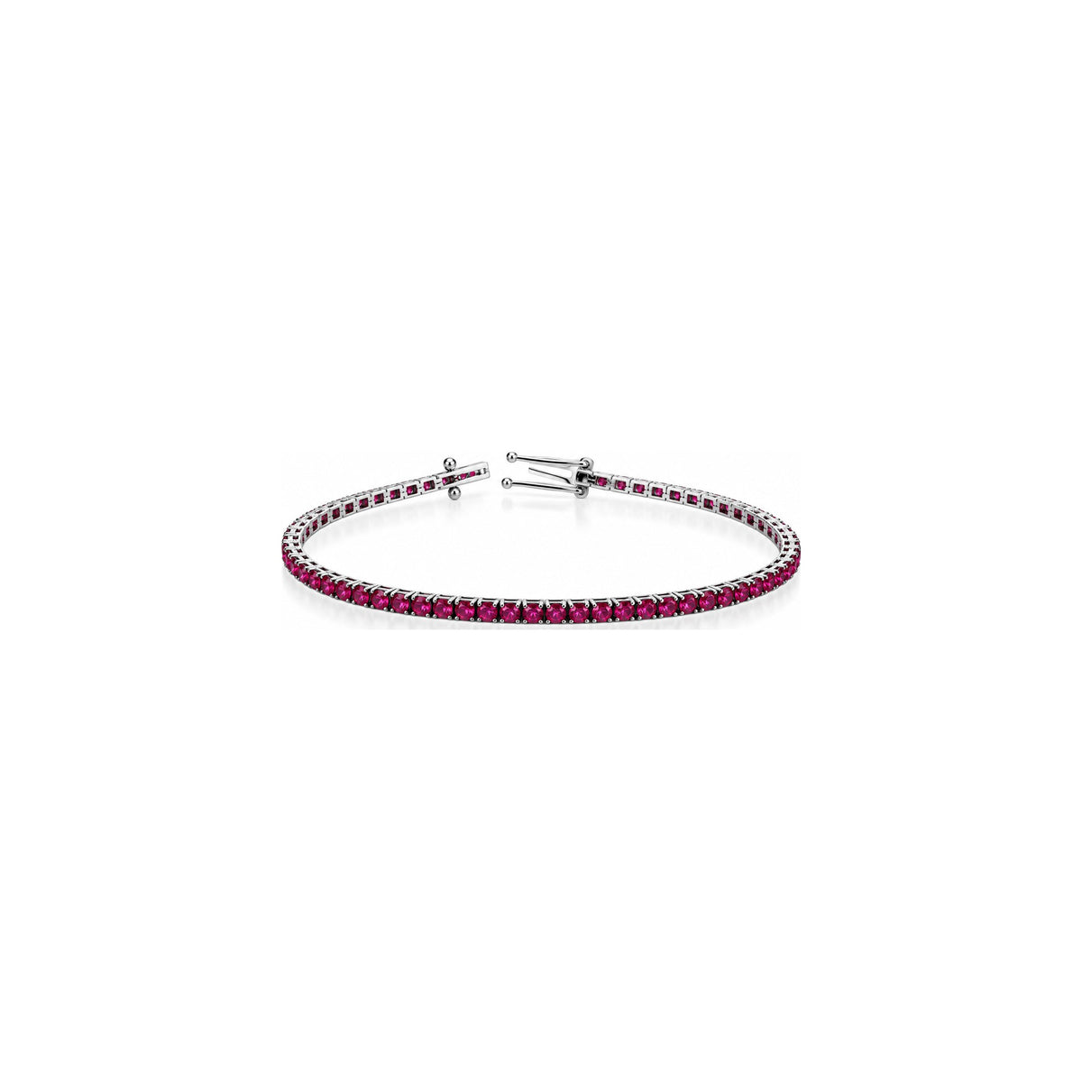 Bracciale Tennis Piramide Light con Rubino Oro Bianco 18kt 17cm AuriA