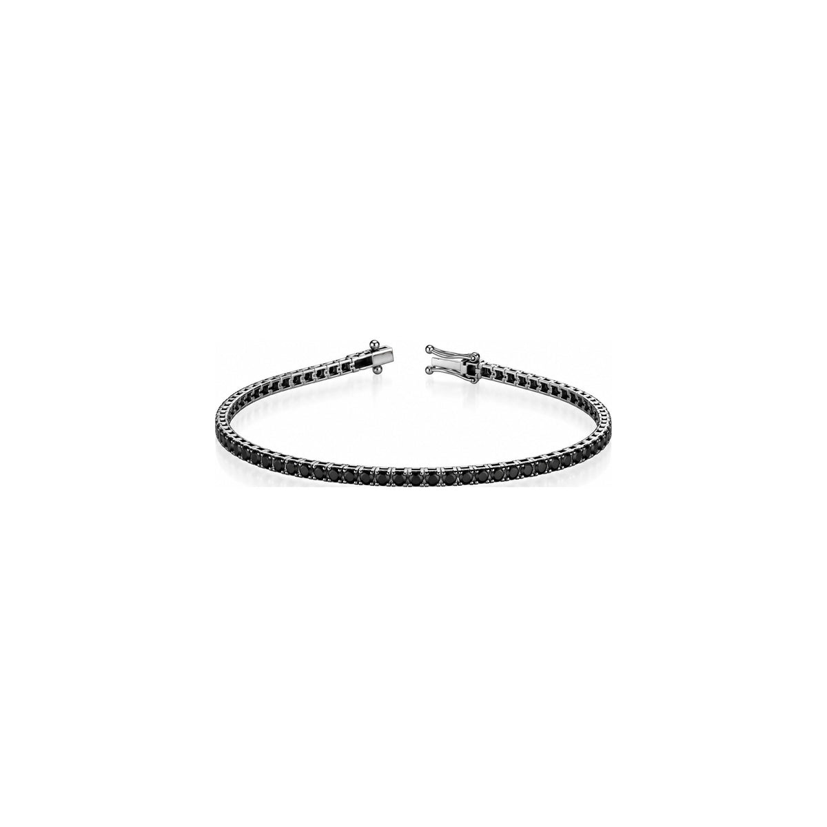 Bracciale Tennis Stella con Diamanti Neri Oro Bianco 18kt 19cm AuriA