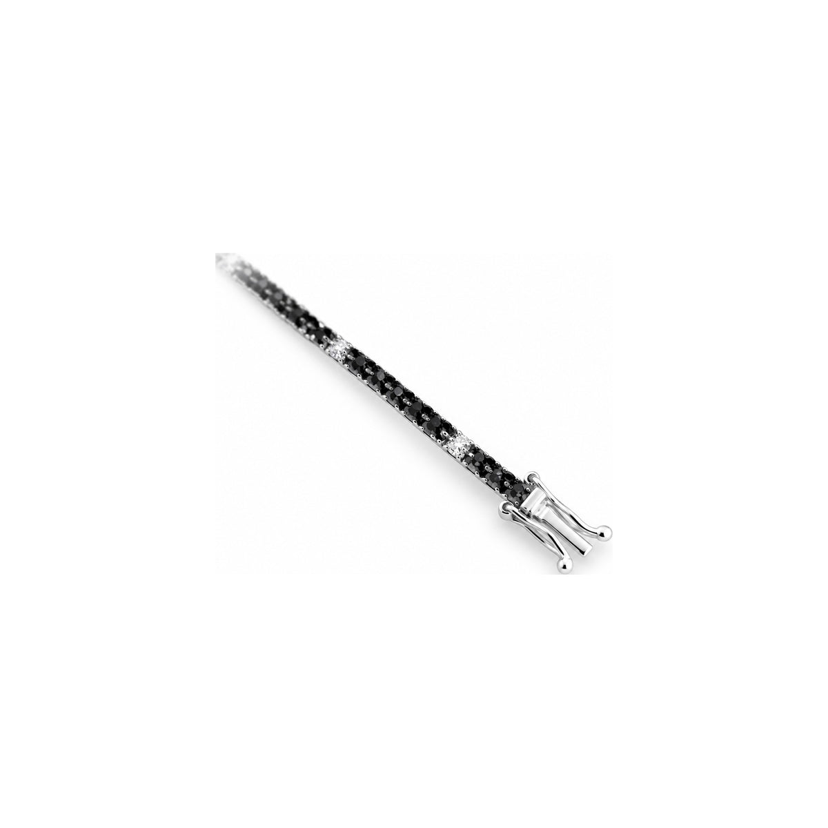 Bracciale Tennis a Filo Diamanti Neri 0,5ct con Diamanti Naturali Bianchi e Neri Oro Bianco 18kt 18cm AuriA