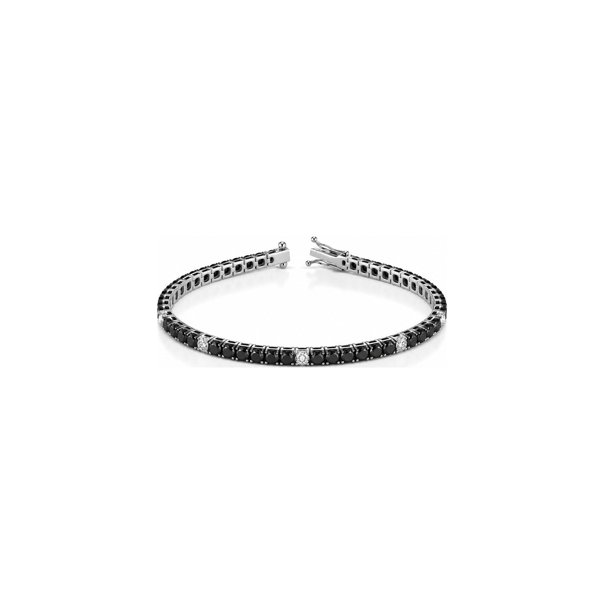 Bracciale Tennis BTT con Pave Nero con Diamanti Naturali Bianchi e Neri Oro Bianco 18kt AuriA