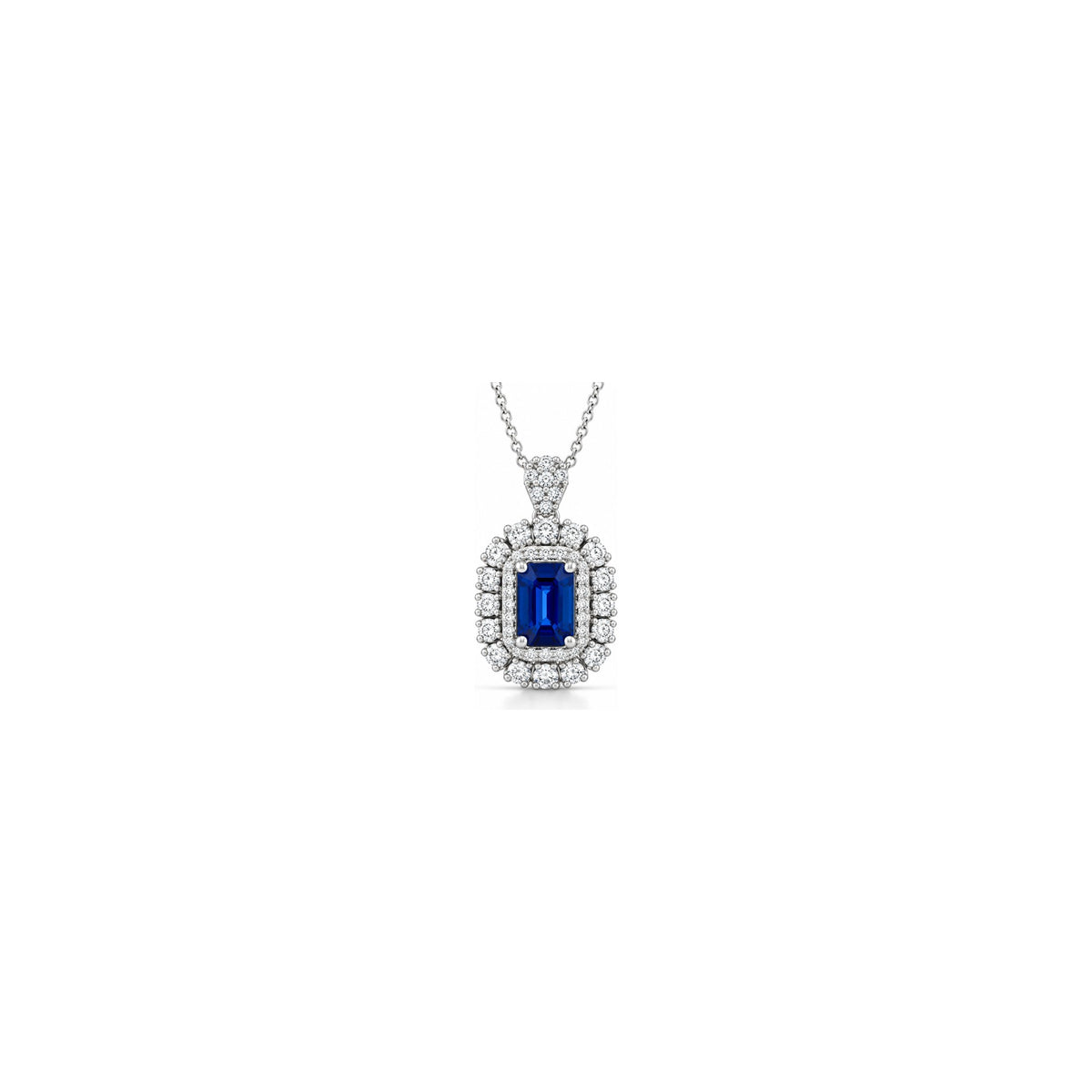 Ciondolo Hermes con Diamanti Naturali e Zaffiro Oro Bianco 18kt AuriA