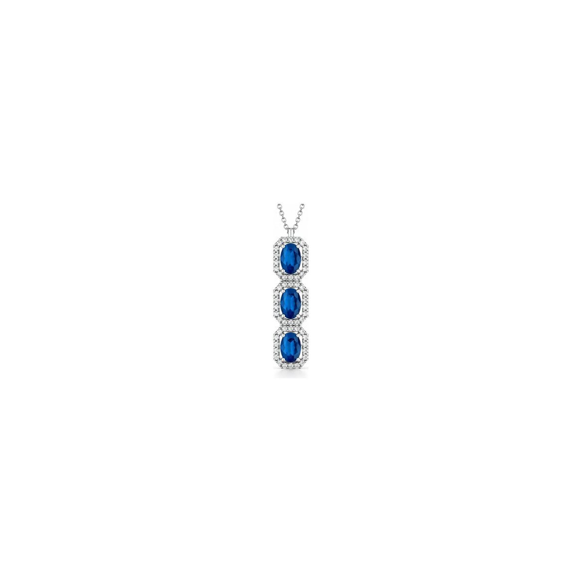 Ciondolo Rhea Trilogy con Diamanti Naturali e Zaffiro Oro Bianco 18kt AuriA