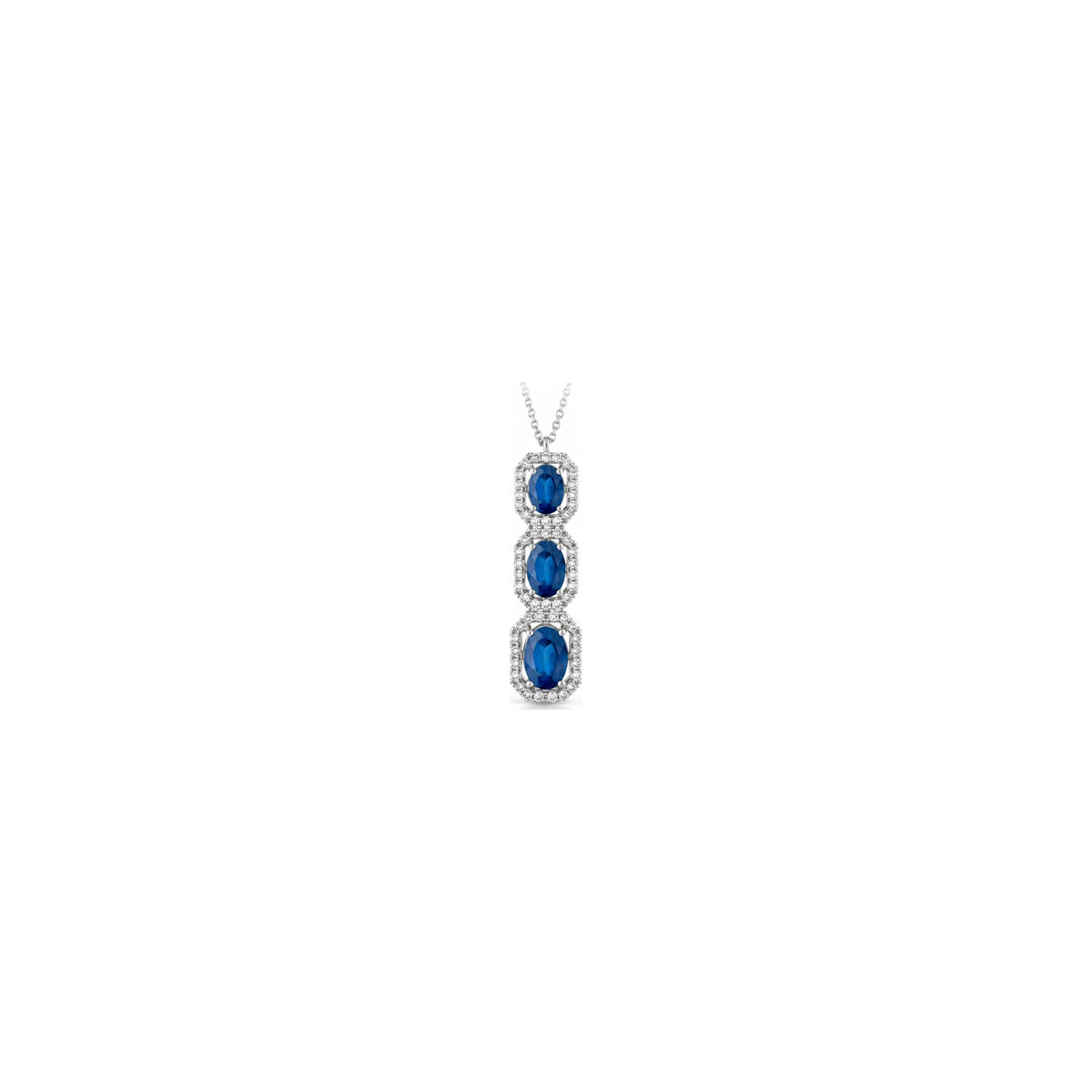 Ciondolo Rhea Trilogy Scalare con Diamanti Naturali e Zaffiro Oro Bianco 18kt AuriA