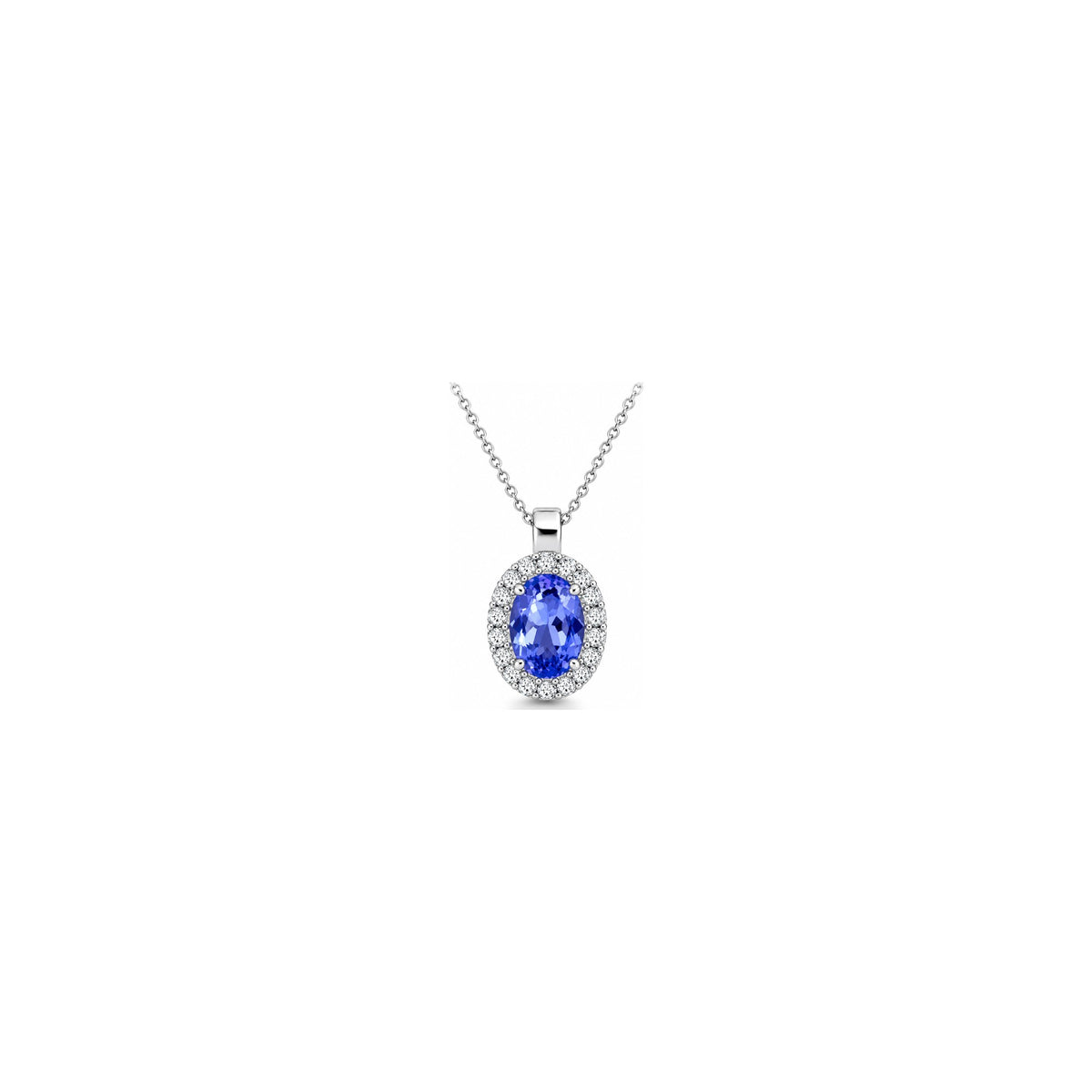 Ciondolo Tanzanite con Diamanti Naturali e Tanzanite Oro Bianco 18kt AuriA