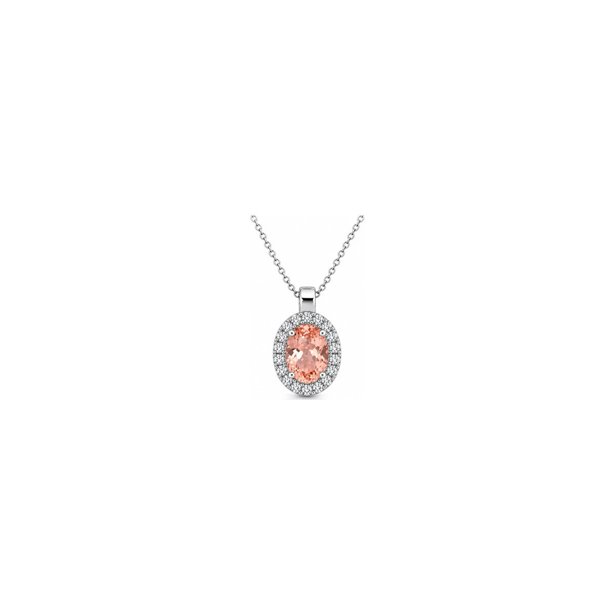 Ciondolo Morganite con Diamanti Naturali e Morganite Oro Bianco 18kt AuriA