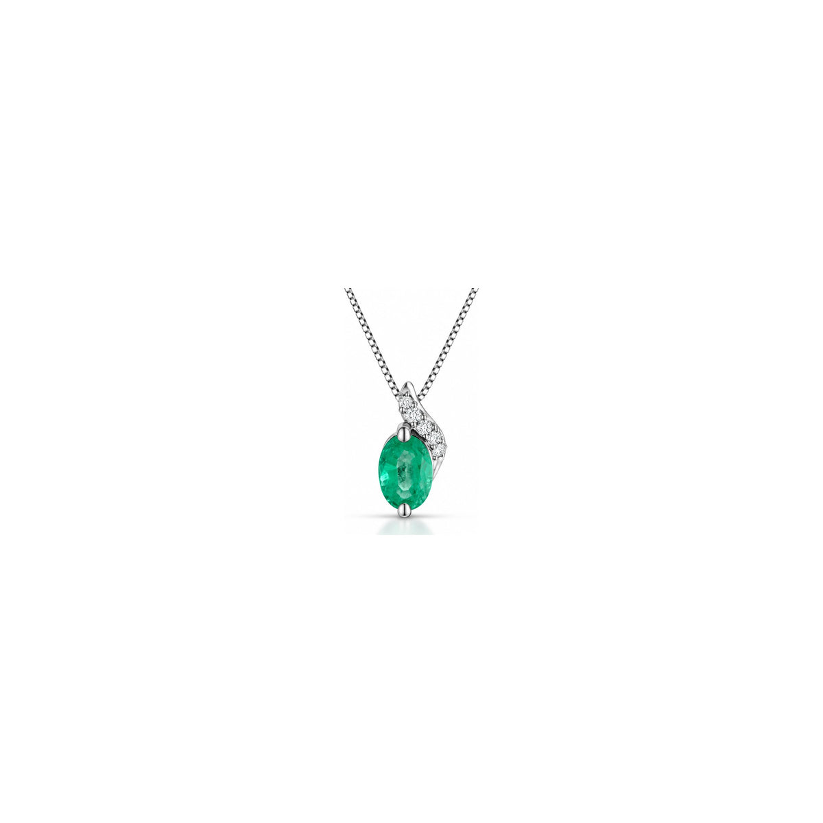 Ciondolo 4 Season con Diamanti Naturali e Smeraldo Oro Bianco 18kt AuriA