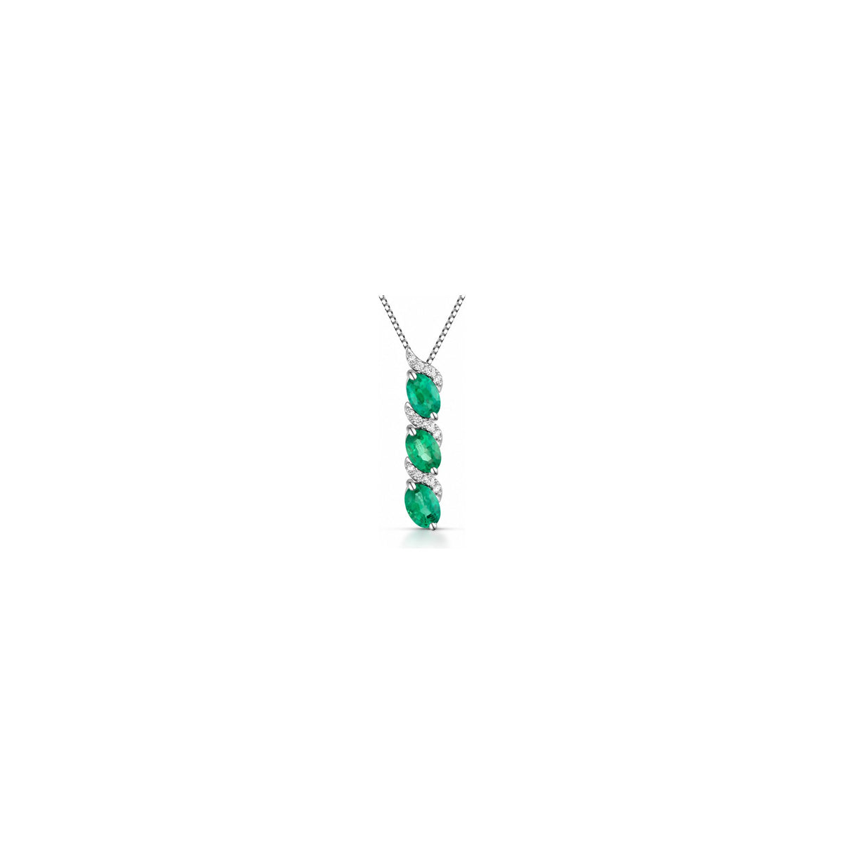 Ciondolo 4 Season Trilogy con Diamanti Naturali e Smeraldo Oro Bianco 18kt AuriA