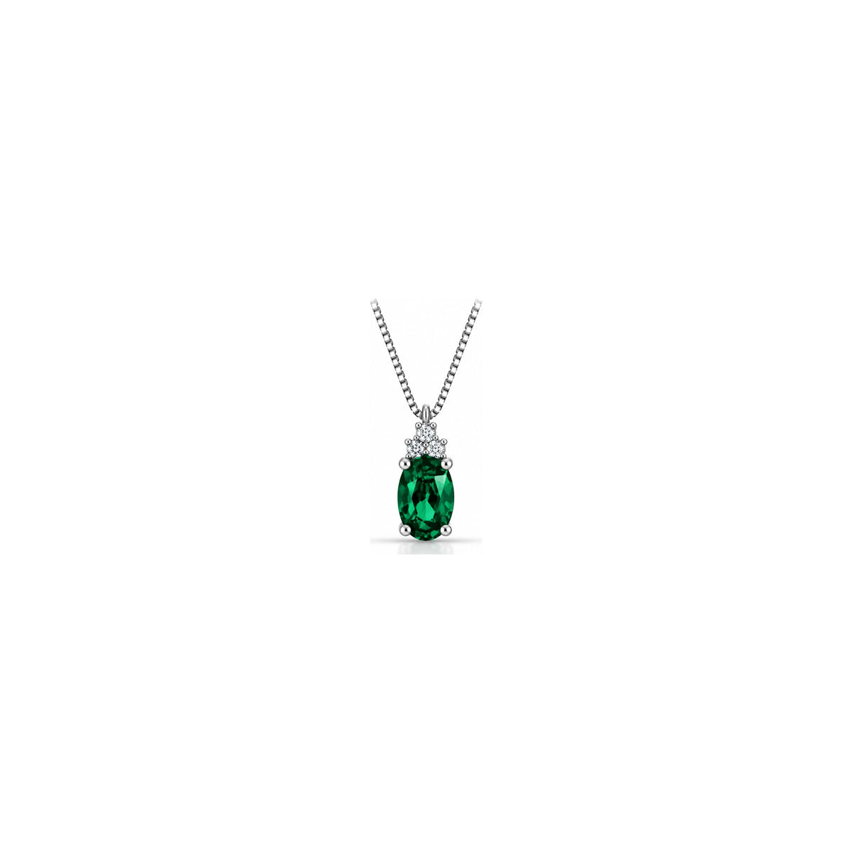 Ciondolo Small 6G-3P con Diamanti Naturali e Smeraldo Oro Bianco 18kt AuriA