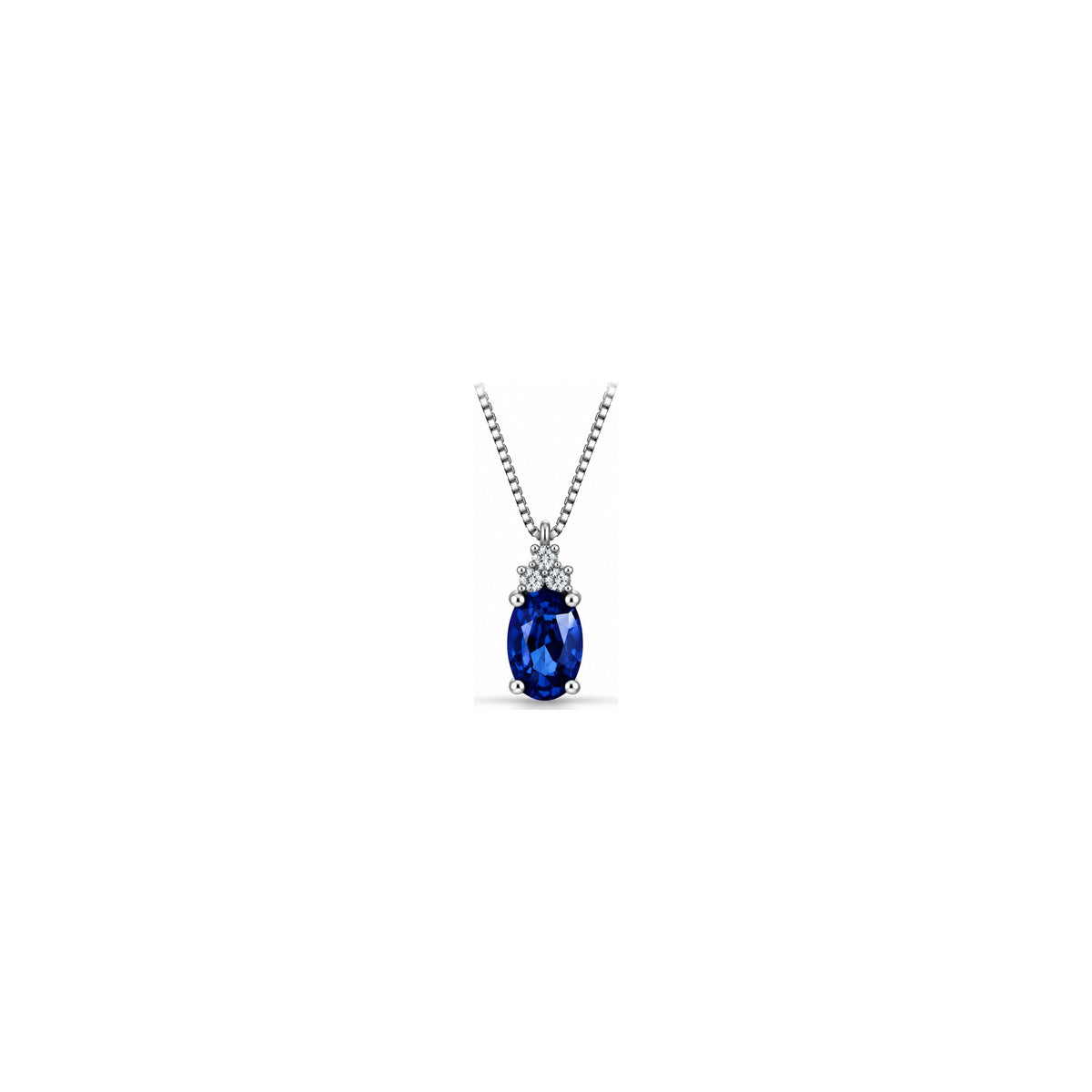 Ciondolo Small 6G-3P con Diamanti Naturali e Zaffiro Oro Bianco 18kt AuriA