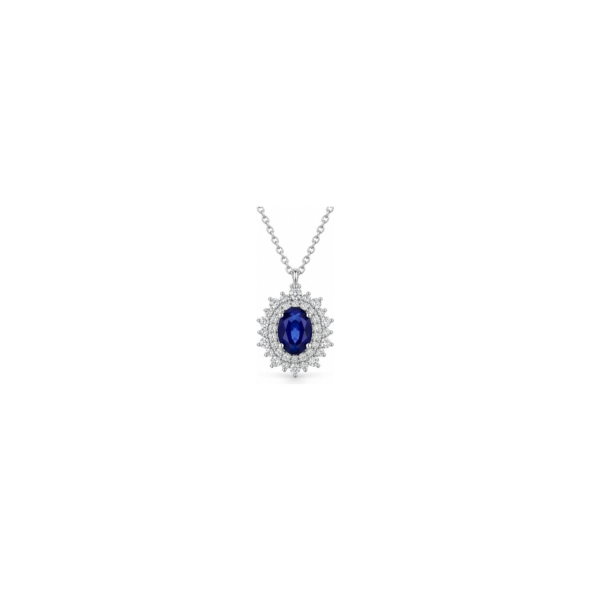 Ciondolo Dora con Diamanti Naturali e Zaffiro Oro Bianco 18kt AuriA