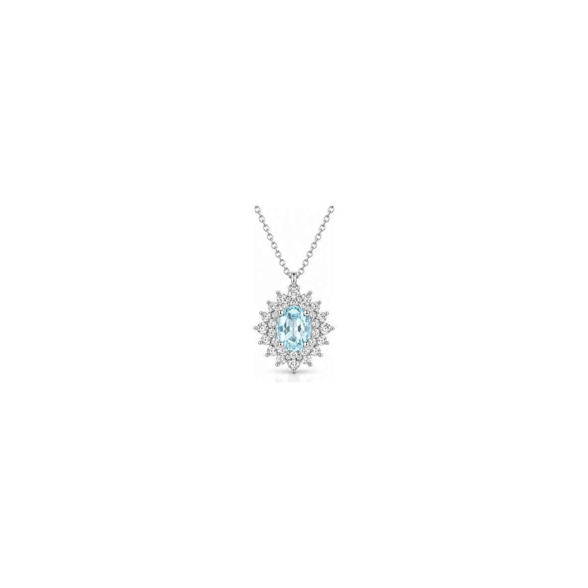 Ciondolo Sirio con Diamanti Naturali e Acquamarina Oro Bianco 18kt AuriA