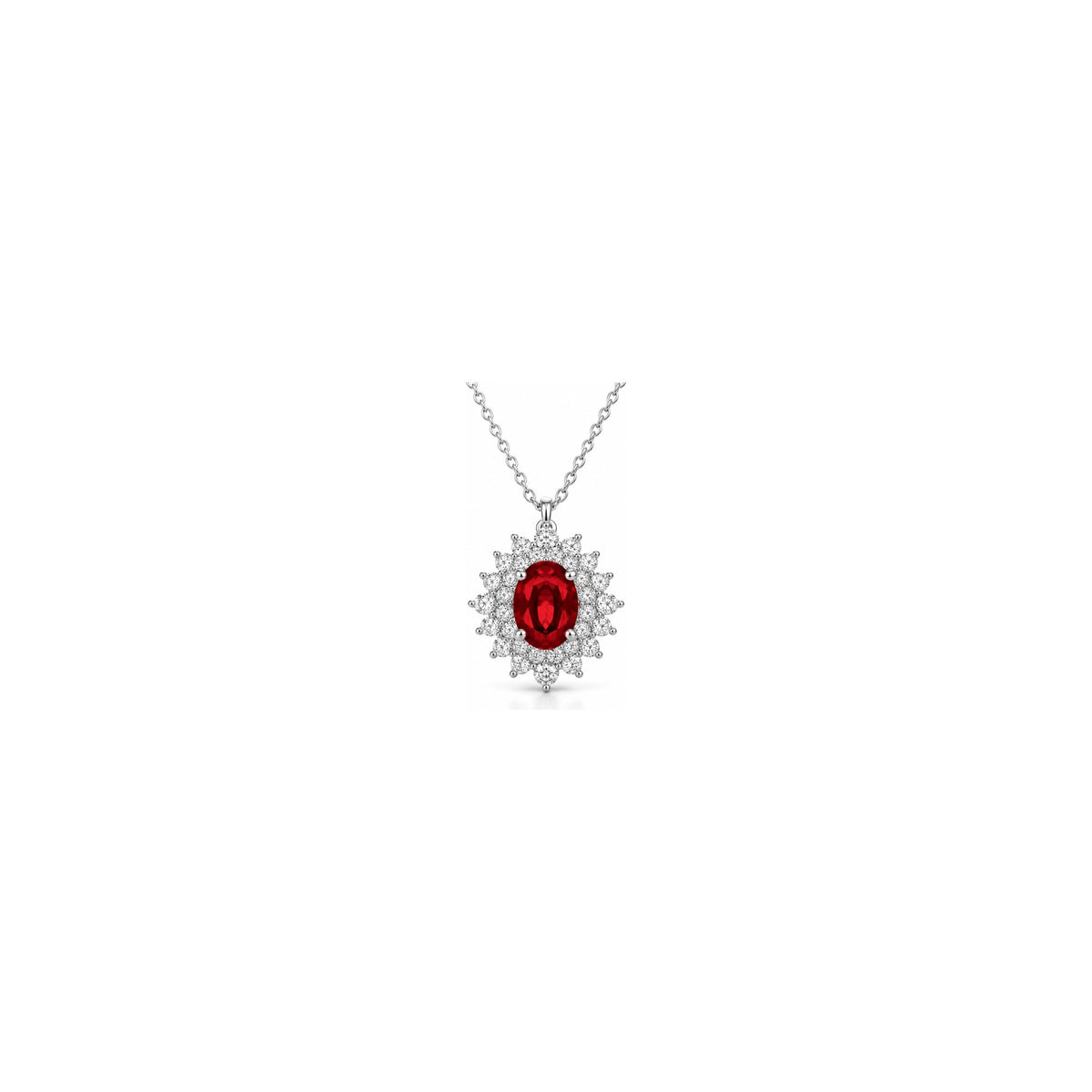 Ciondolo Sirio con Diamanti Naturali e Rubino Oro Bianco 18kt AuriA