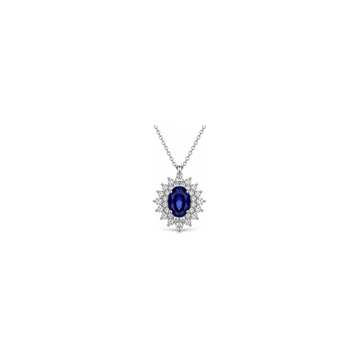 Ciondolo Sirio con Diamanti Naturali e Zaffiro Oro Bianco 18kt AuriA