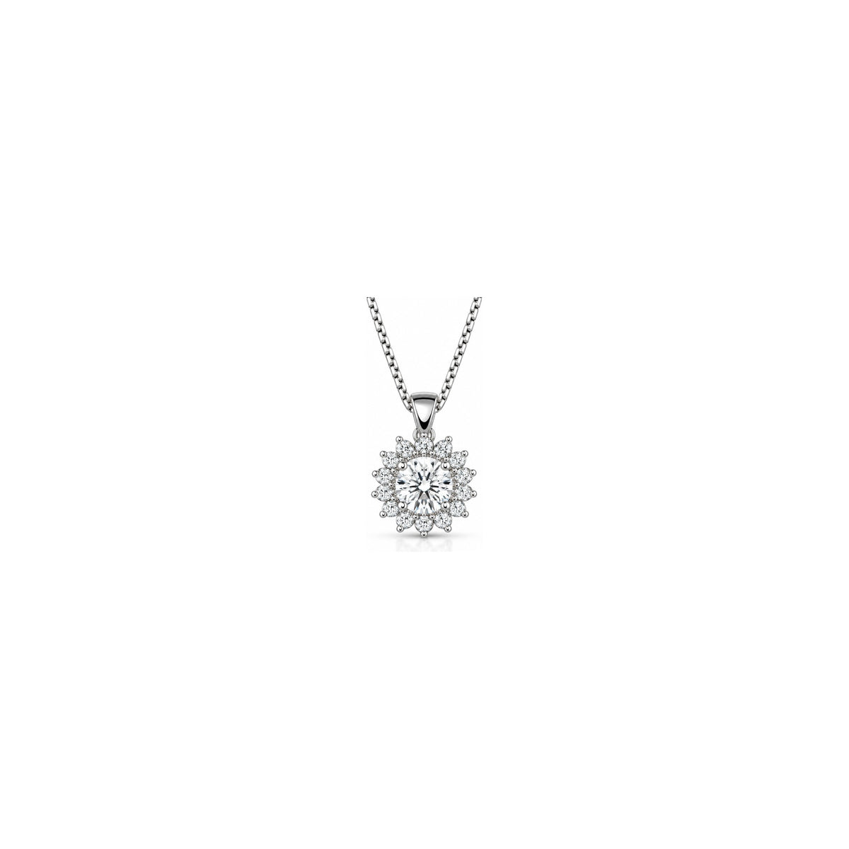 Ciondolo Fiore Solitario con Diamanti Naturali in Oro 18kt