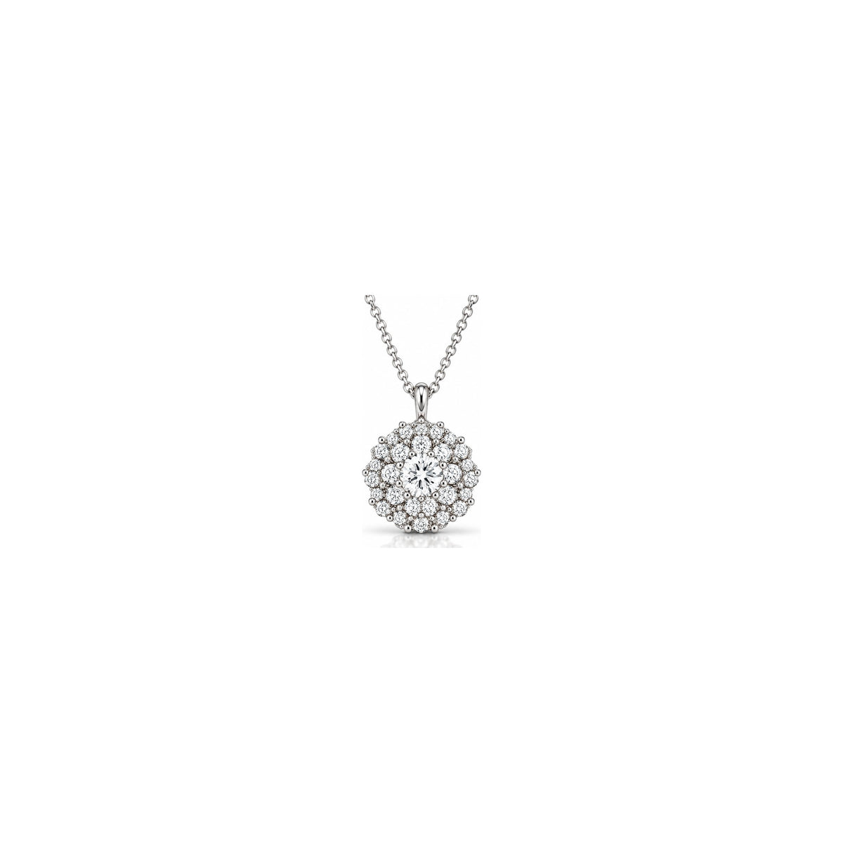 Ciondolo Fiore Doppio Halo con Diamanti Naturali in Oro 18kt