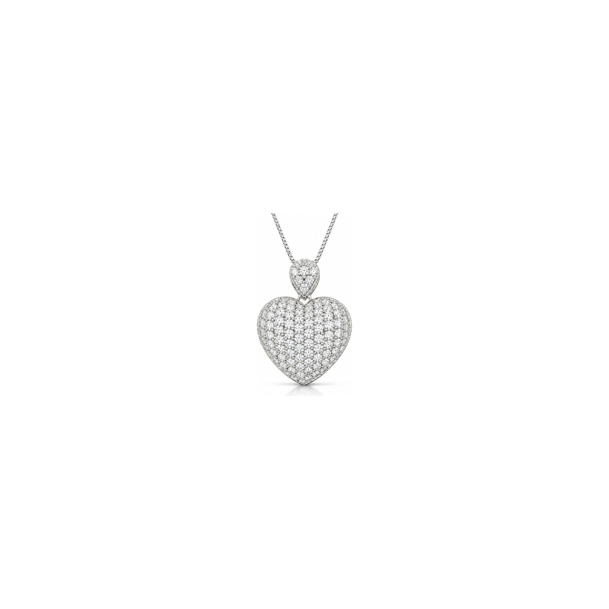 Ciondolo Cuore Bombato Pavé con Diamanti Naturali in Oro 18kt