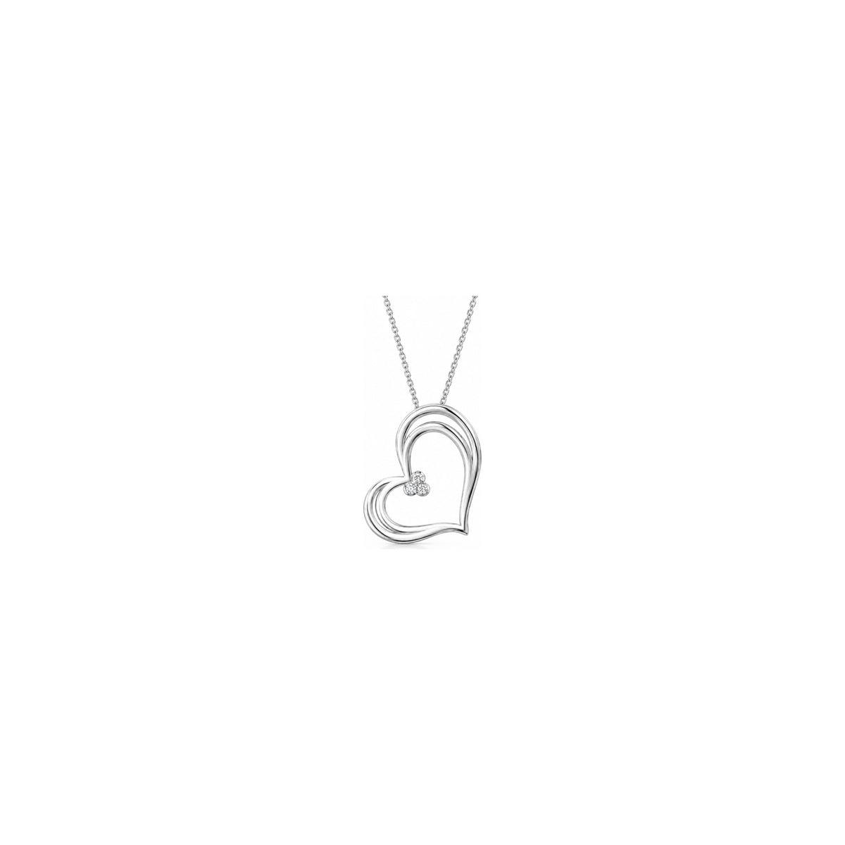 Ciondolo Cuore Doppio Filo con Diamanti Naturali in Oro 18kt