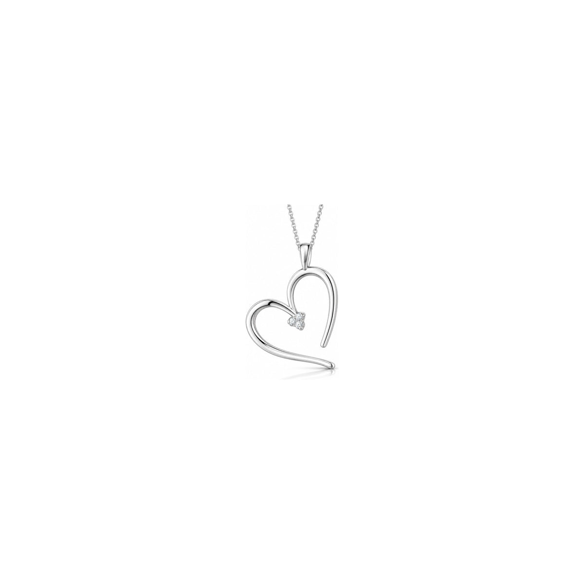 Ciondolo Cuore Onda con Diamanti Naturali in Oro 18kt