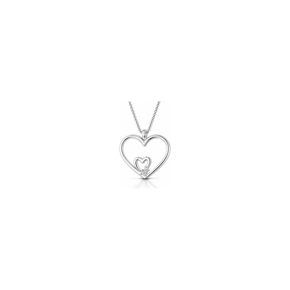 Ciondolo Cuore nel Cuore con Diamanti Naturali in Oro 18kt