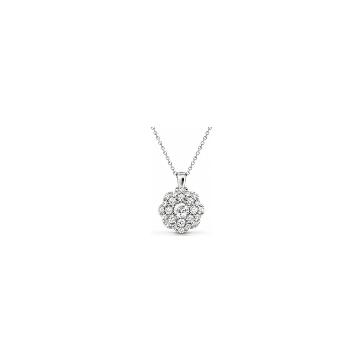 Ciondolo Fiore Pavé con Diamanti Naturali in Oro 18kt