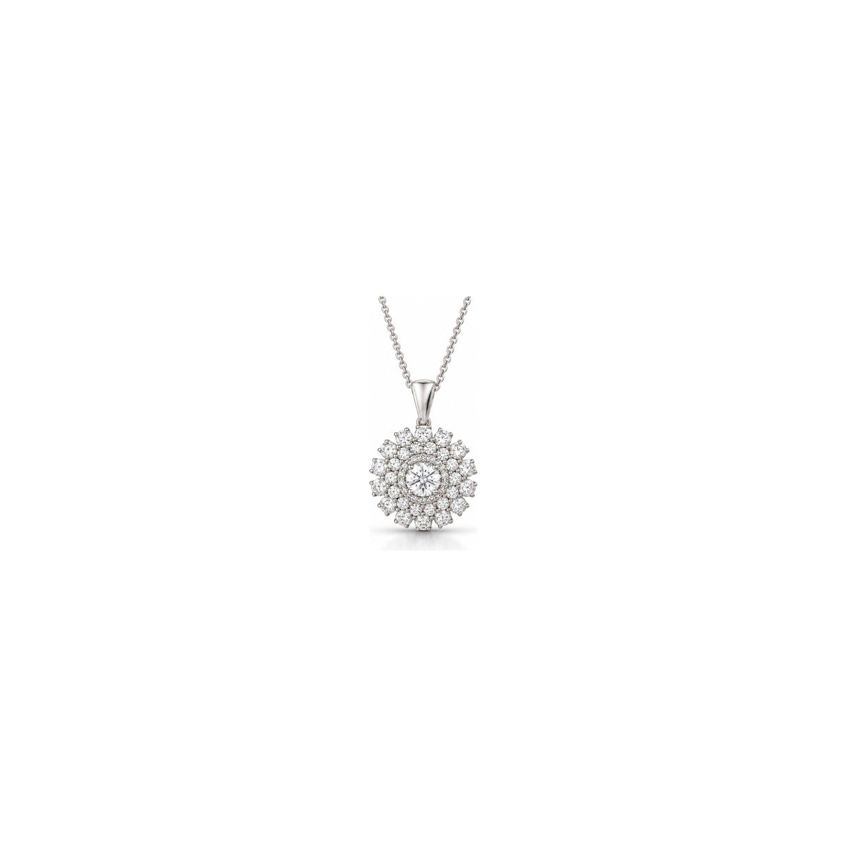 Ciondolo Rosone Triplo Halo con Diamanti Naturali in Oro 18kt