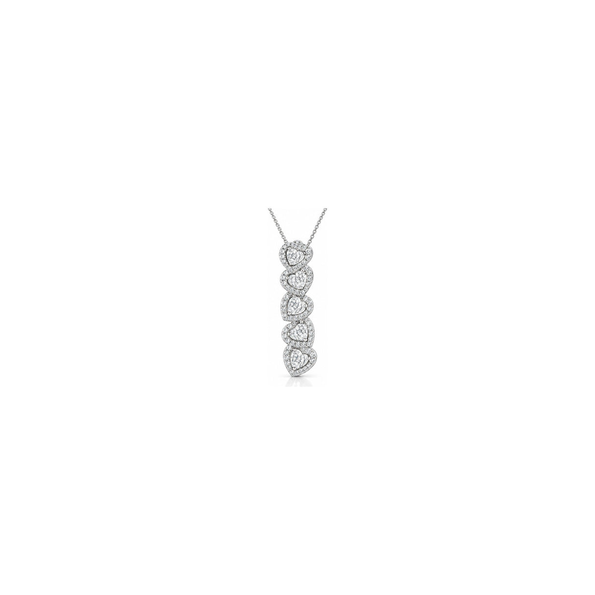 Ciondolo Cascata di Cuori Sottile con Diamanti Naturali in Oro 18kt