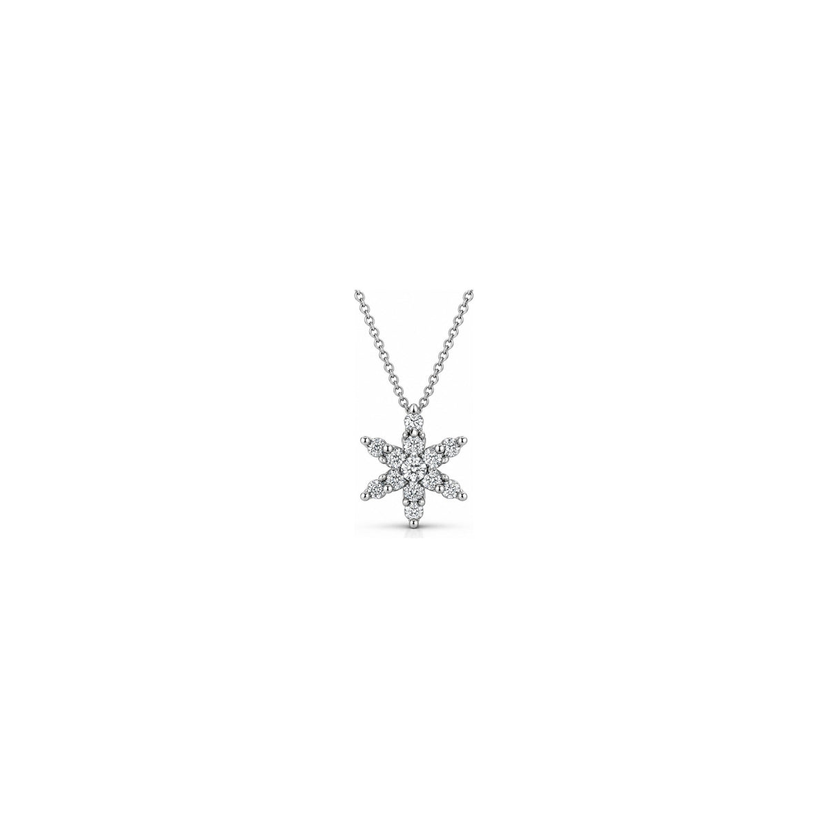 Ciondolo Fiore Stella con Diamanti Naturali in Oro 18kt