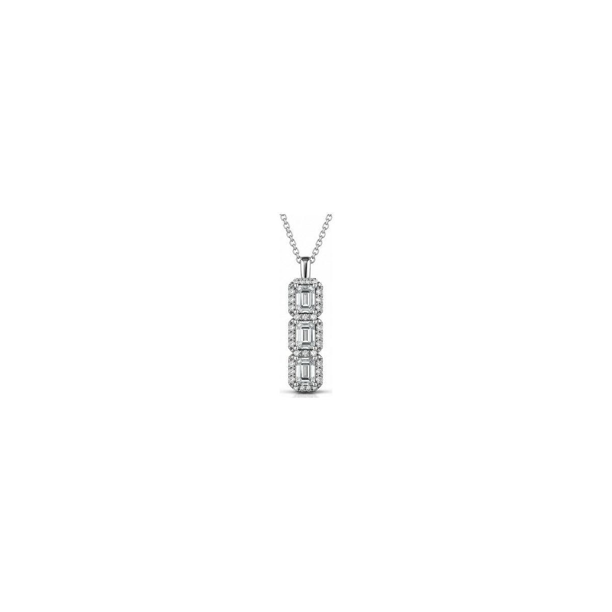 Ciondolo Trilogy Baguette Halo con Diamanti Naturali in Oro 18kt