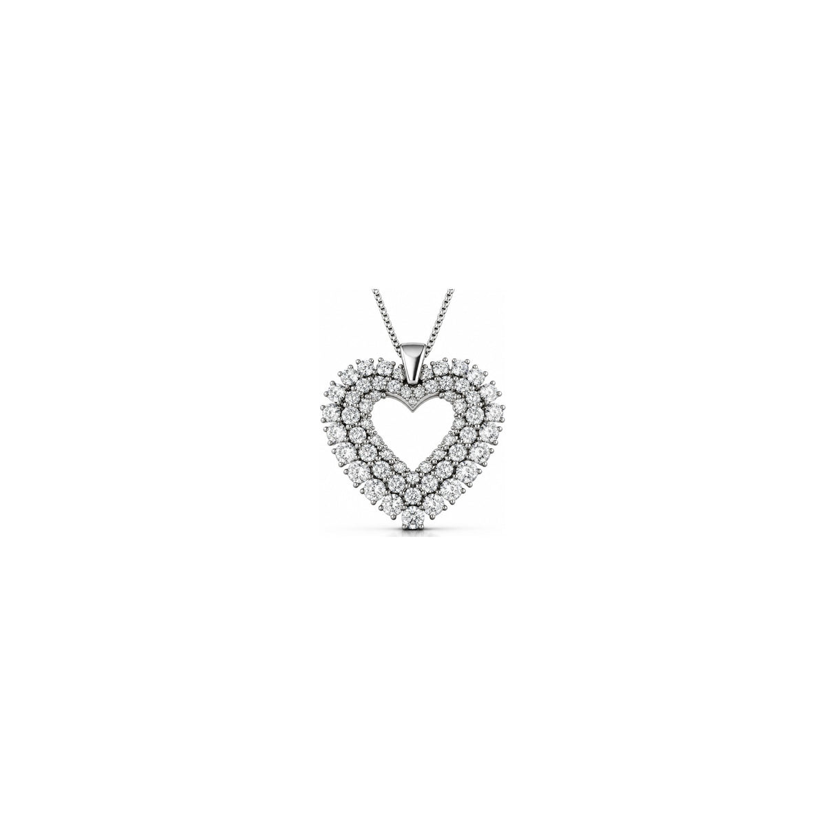 Ciondolo Cuore Doppia Riviera con Diamanti Naturali in Oro 18kt