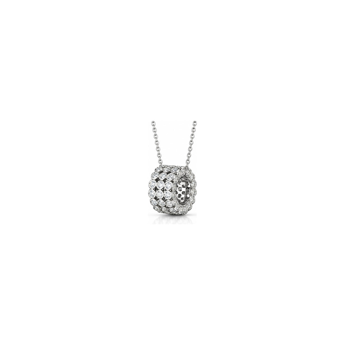 Ciondolo Cilindro Pavé con Diamanti Naturali in Oro 18kt