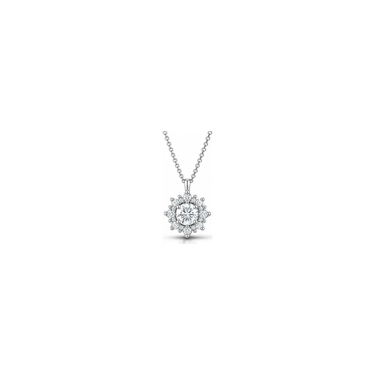 Ciondolo Halo Raggiato con Diamanti Naturali in Oro 18kt